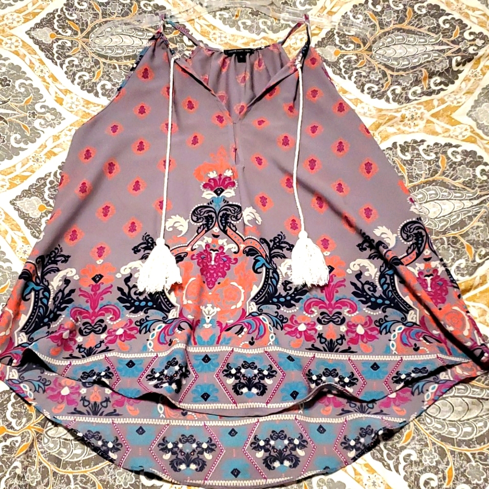 Colorful Racerback Tank with Tassels